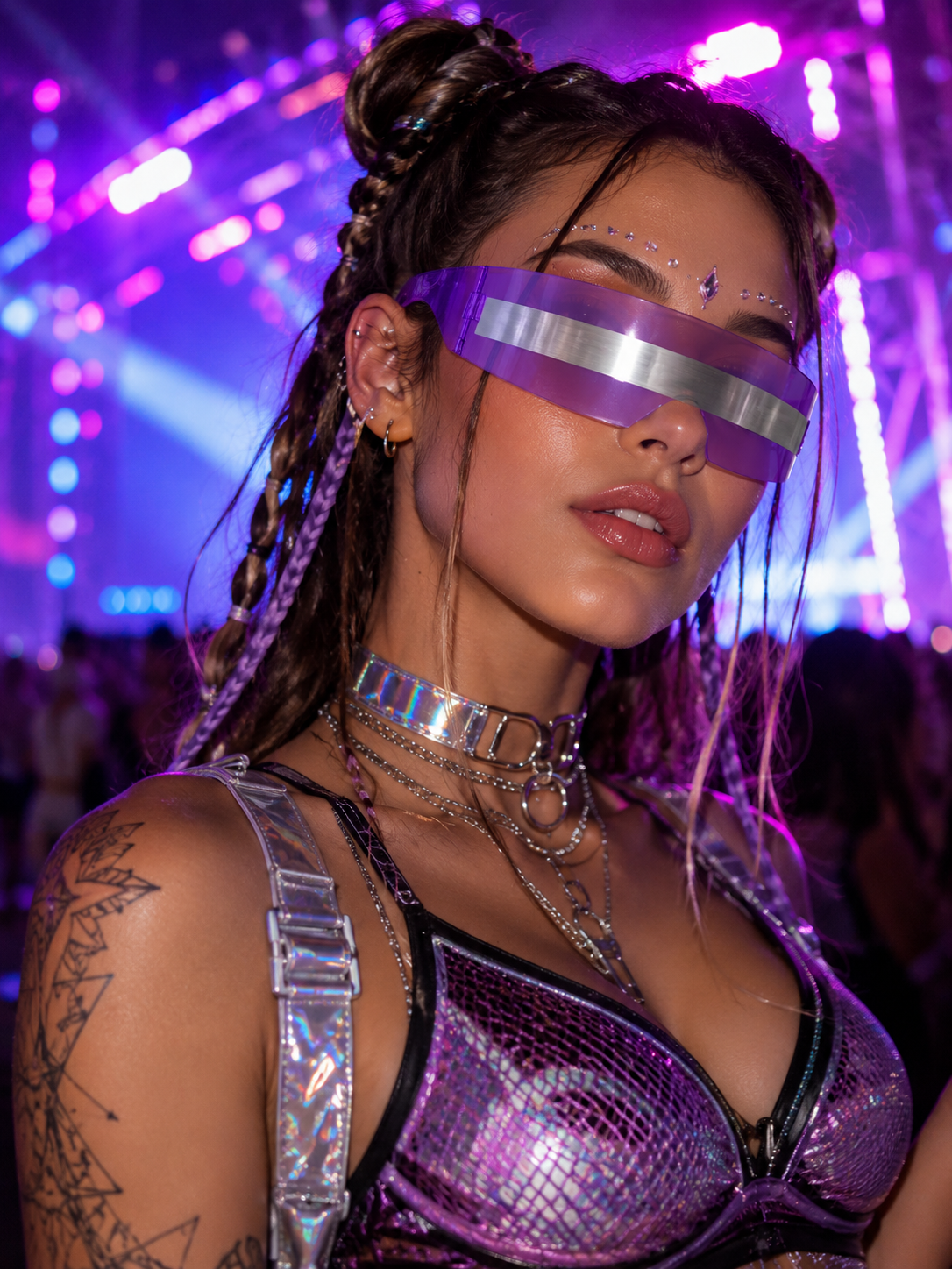 Futuristic Shield Sunglasses – Lilac Cyber Rave Visor