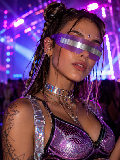 Futuristic Shield Sunglasses – Lilac Cyber Rave Visor