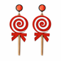 Lollipop Earrings UK – Cute Candy Statement Earrings (Red Swirl Drop Earrings)