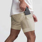 Men 2 in 1 Fitness Gym Shorts With Towel Loop Breathable Shorts