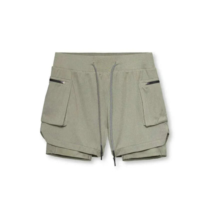 Men 2 in 1 Running Training Joggers Gym Shorts With Phone Pocket