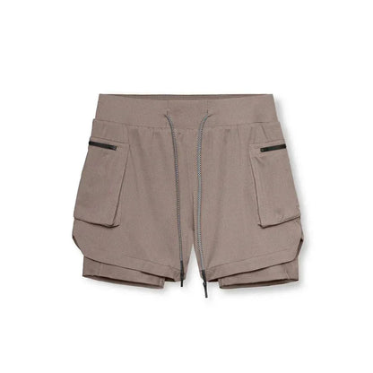 Men 2 in 1 Running Training Joggers Gym Shorts With Phone Pocket