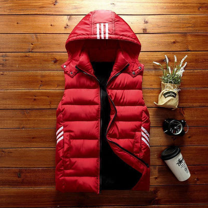 Padded Detachable Hoodie Sleeveless Vest Jacket