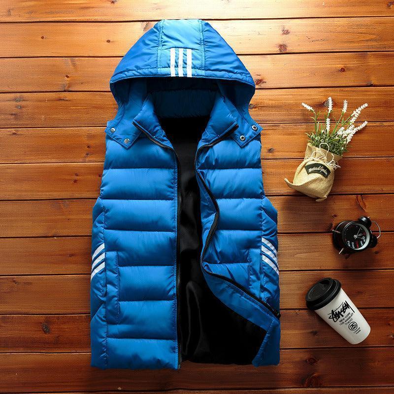 Padded Detachable Hoodie Sleeveless Vest Jacket