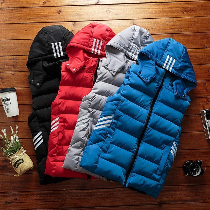Padded Detachable Hoodie Sleeveless Vest Jacket
