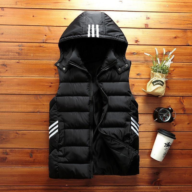 Padded Detachable Hoodie Sleeveless Vest Jacket