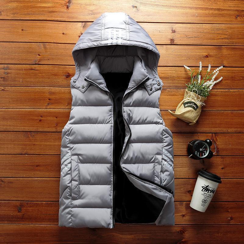 Padded Detachable Hoodie Sleeveless Vest Jacket