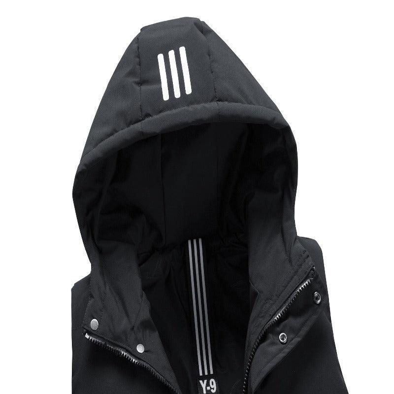 Padded Detachable Hoodie Striped Vest Jacket