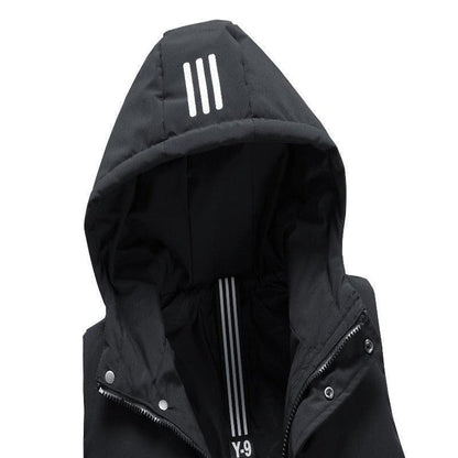 Padded Detachable Hoodie Striped Vest Jacket
