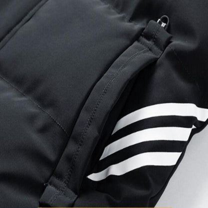 Padded Detachable Hoodie Striped Vest Jacket