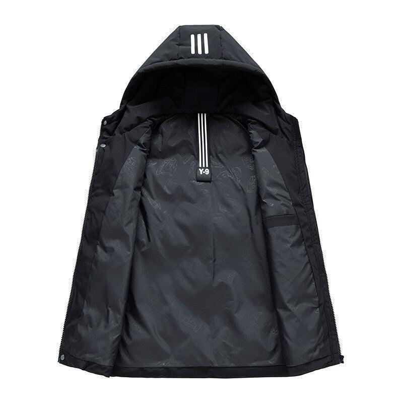 Padded Detachable Hoodie Striped Vest Jacket