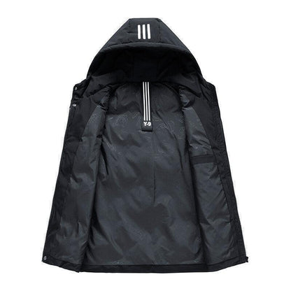 Padded Detachable Hoodie Striped Vest Jacket