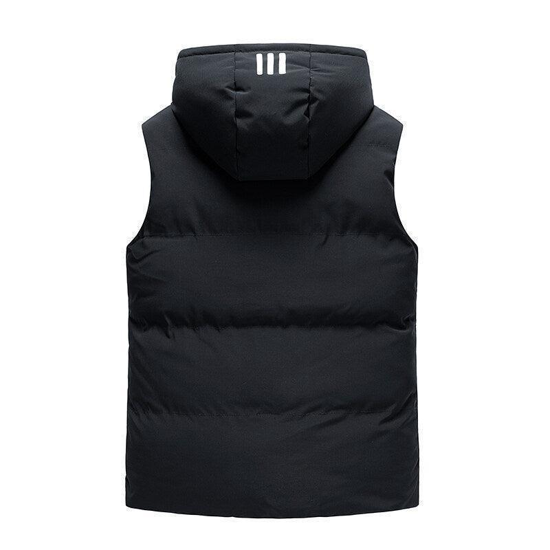 Padded Detachable Hoodie Striped Vest Jacket