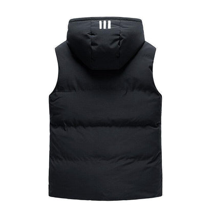 Padded Detachable Hoodie Striped Vest Jacket