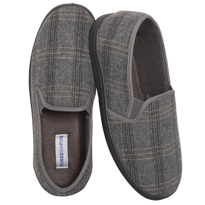 Men’s Checked Slippers Memory Foam Cushioned Soft Lining Warm Thermal Slip On House Shoes Pair for Indoor Use by Sock Stack