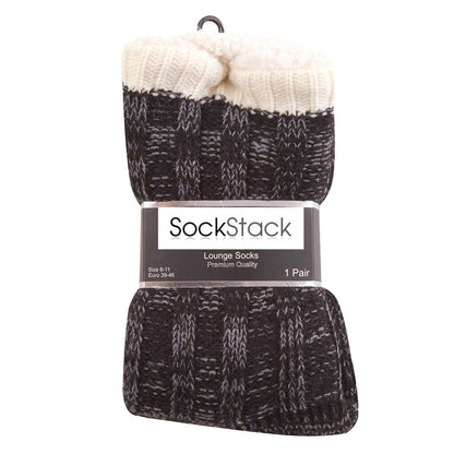 Men's Chunky Winter Lounge Slipper Socks with Non-Slip Grips Ultra-Soft Sherpa Flannel Fleece Lining Cozy Home Wear Sizes 39-46 by Sock Stack