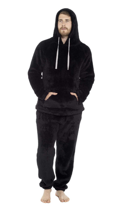 Men's Ultra-Soft Fleece Hooded Thermal Pyjama Set with Elastic Waist Cozy Loungewear Perfect for Winter and Indoor Relaxation by Toro Rocco