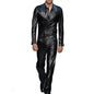Men’s Black Classic Style Leather Runaway Jumpsuit