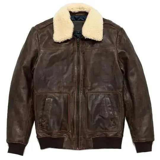 Men’s Vintage A2 Brown Leather Shearling Bomber Jacket