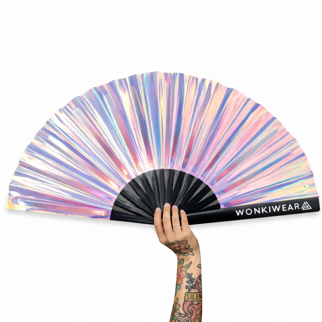 Mermaid Wishes Iridescent Festival Fan (Pearlescent Reverse)