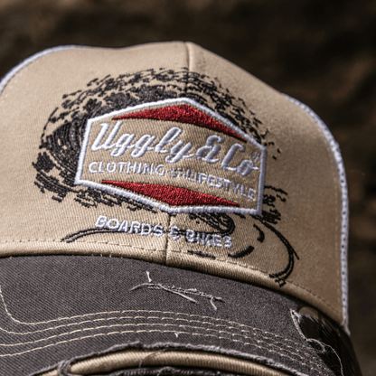Beige Surf Diamond Trucker Hat