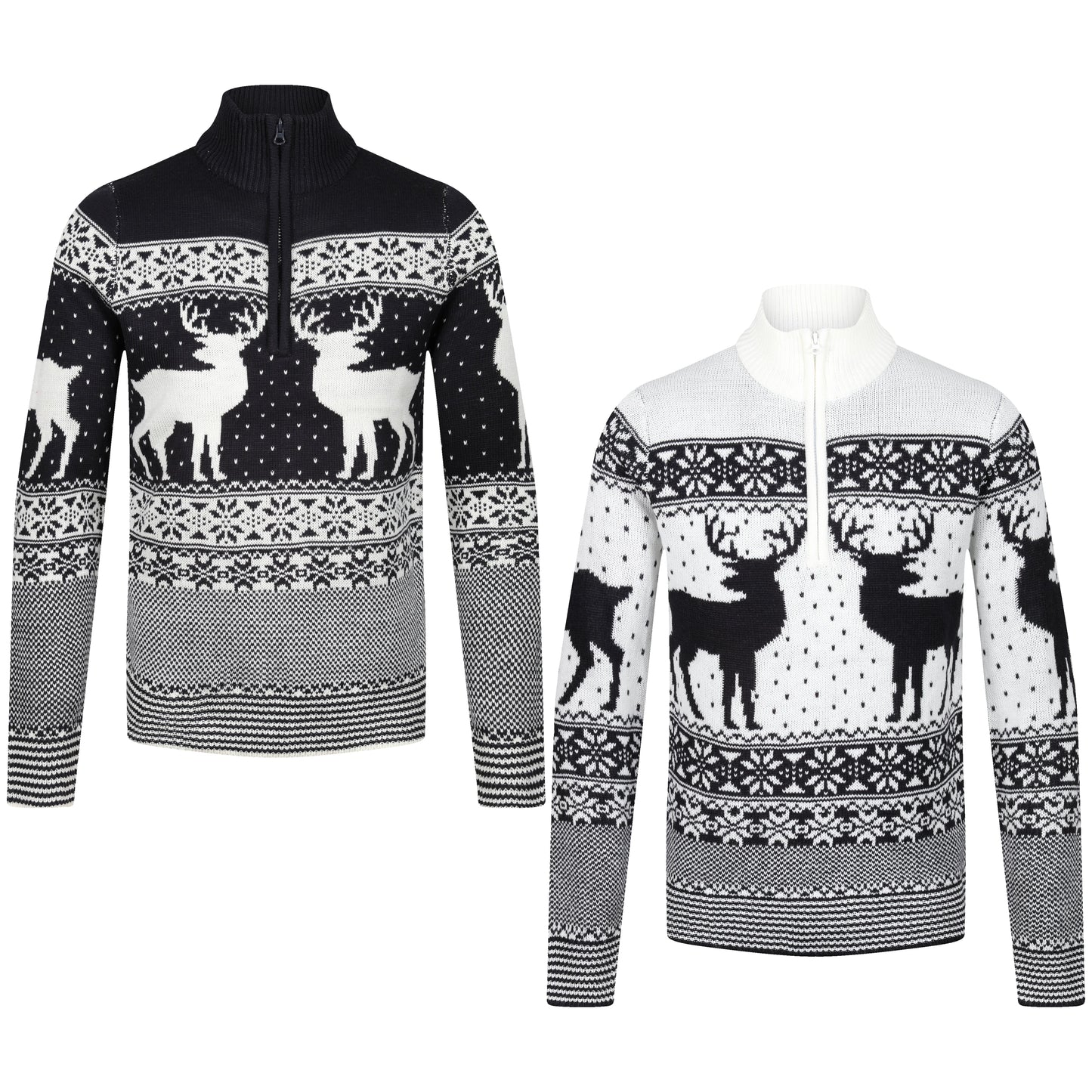 Brave Soul Cratchit Quarter Zip Christmas Jumper