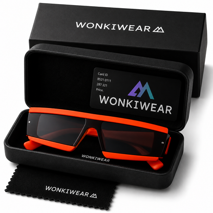 Neon Orange Futuristic Rave Glasses