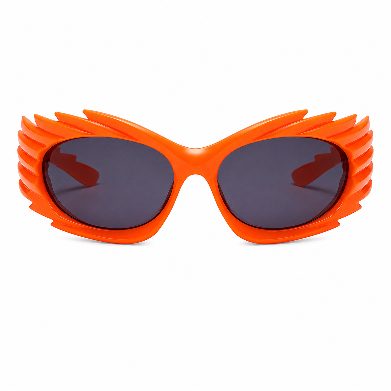 Sunglasses - Futuristic Spiked Ridged Glasses, Neon Orange
