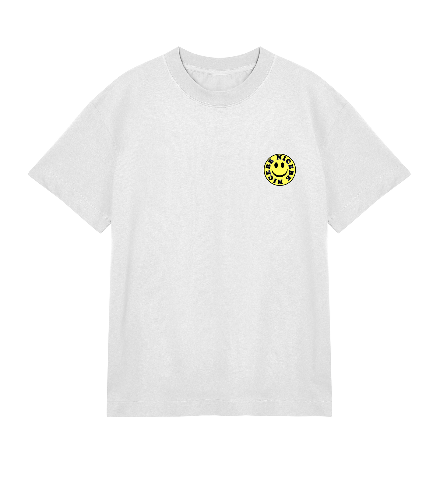 'Be Nice'' - Mens Boxy Tee (Yellow Smiley)