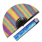 XL Festival Fan – Flash Reflective Oil Slick Rainbow Rave Fan