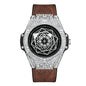 ONOLA Waterproof Sports Watch for Men - Quartz Diamond Clock with Leather Belt