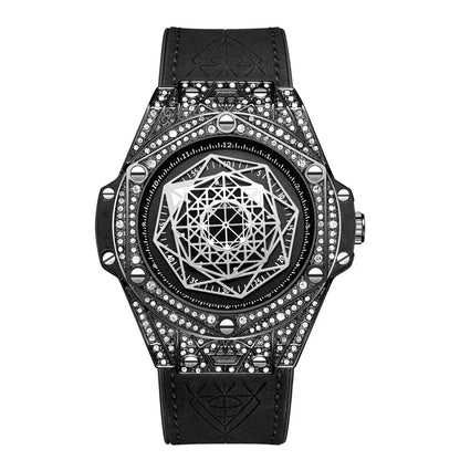 ONOLA Waterproof Sports Watch for Men - Quartz Diamond Clock with Leather Belt