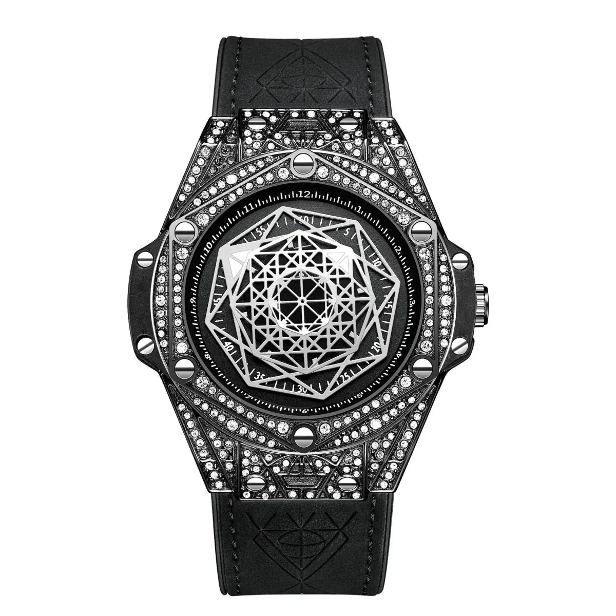 ONOLA Waterproof Sports Watch for Men - Quartz Diamond Clock with Leather Belt