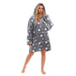 Oversized Grey Stars Hooded Blanket Ultra Soft Sherpa Fur Lining Plush Flannel Loungewear One Size Fits All for Adults and Kids by Daisy Dreamer