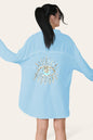 Oversized Long Sleeve Gold Sequin Eye Button Up Shirt