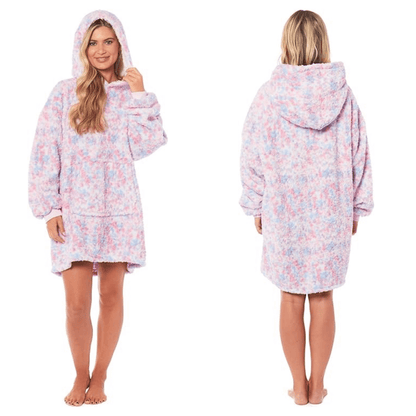 Oversized Ultra Soft Rainbow Hooded Blanket Sweatshirt with Sherpa Fur Lining Plush Flannel Giant Hoodie for Adults and Kids Perfect Gift by Daisy Dreamer