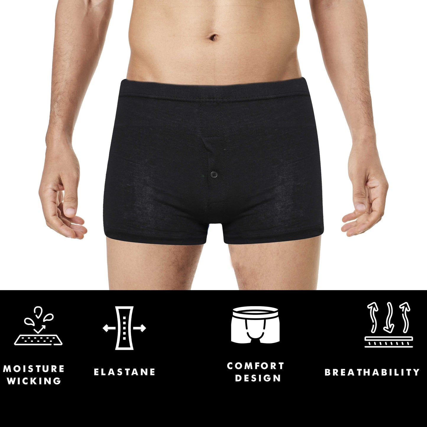 Pack Of 5 Mens Jersey Plus Size Boxer Shorts Classic Fit Breathable Button Fly Design Men Boxers Underwear 2XL To 6XL by Sock Stack