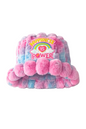Pastel Pink & Blue Furry Bucket Hat – Happiness Is Power Festival Hat