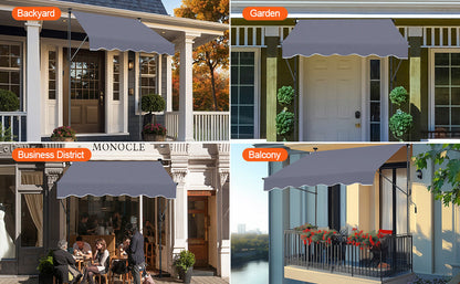VEVOR Patio Awning Retractable Awning Sunshade Shelter with Manual Crank Handle Outdoor Canopy Sunsetter Deck for Balcony Yard