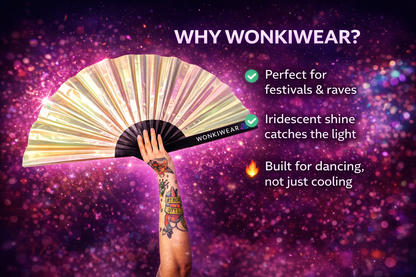 Pearlescent Iridescent Festival Fan (XL Rave Fan UK)