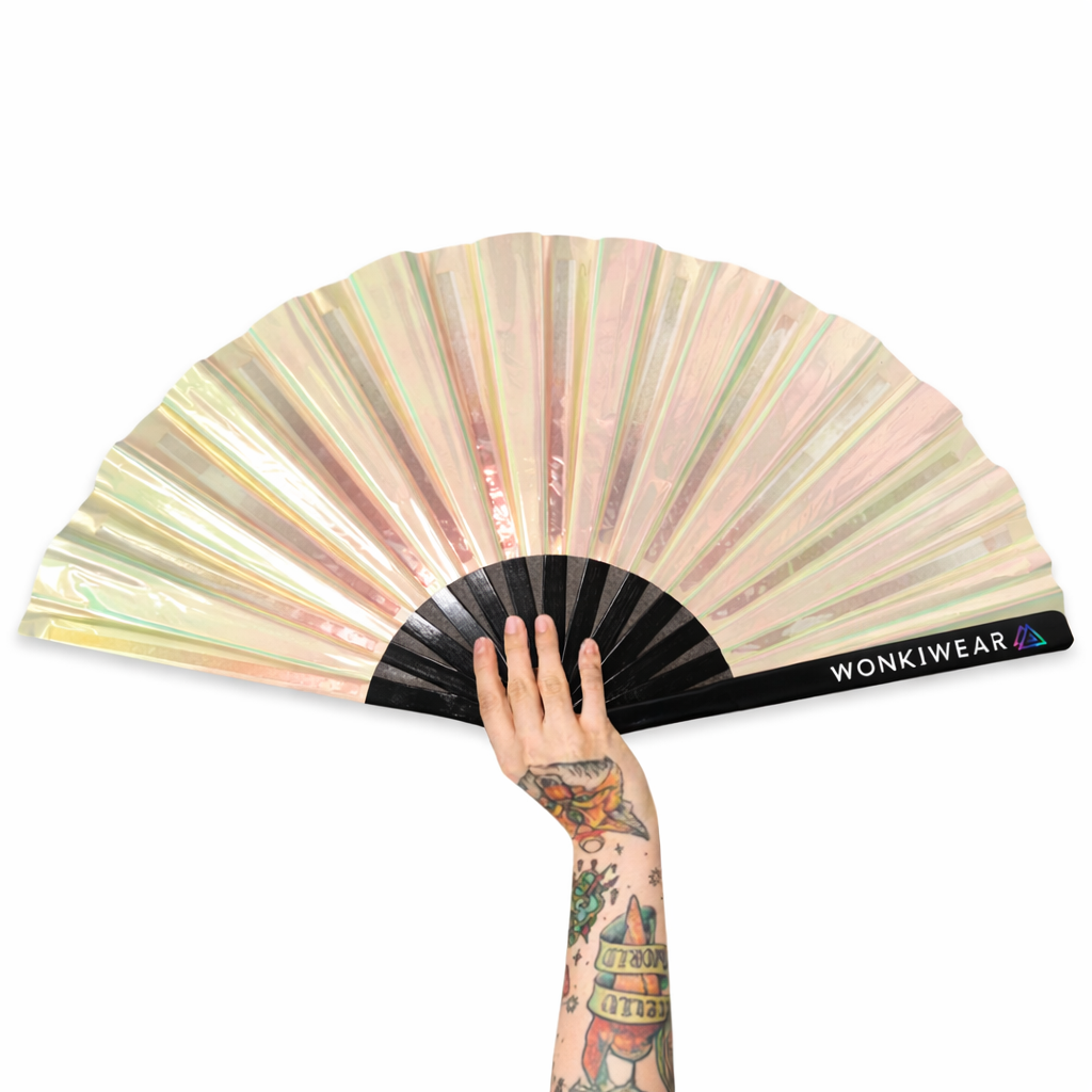 Pearlescent Iridescent Festival Fan (XL Rave Fan UK)