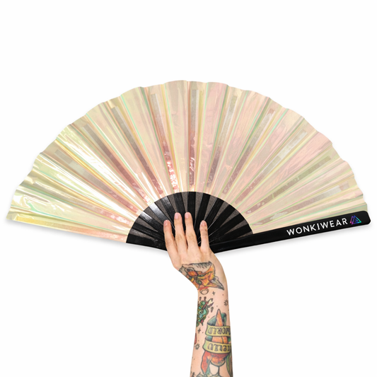 Pearlescent Iridescent Festival Fan (XL Rave Fan UK)