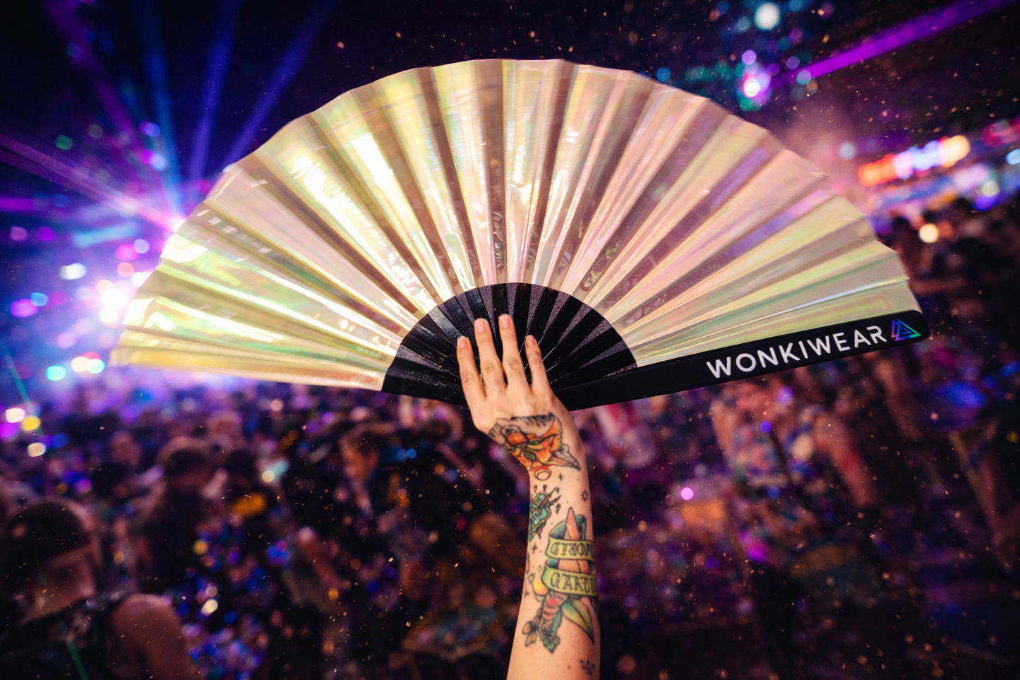 Pearlescent Iridescent Festival Fan (XL Rave Fan UK)