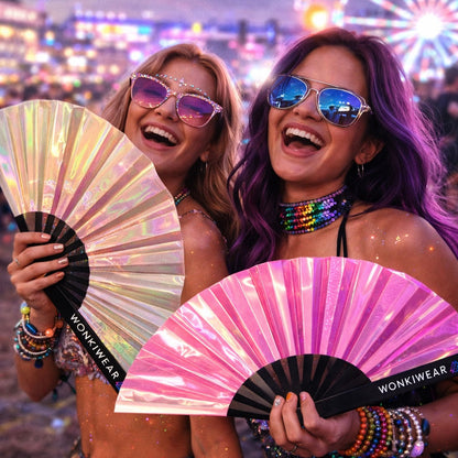 Pearlescent Iridescent Festival Fan (XL Rave Fan UK)