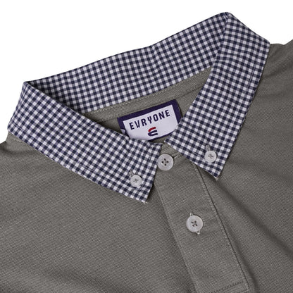 Evryone Check Collar Short Sleeve Polo Shirt