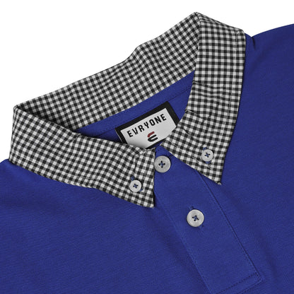 Evryone Check Collar Short Sleeve Polo Shirt