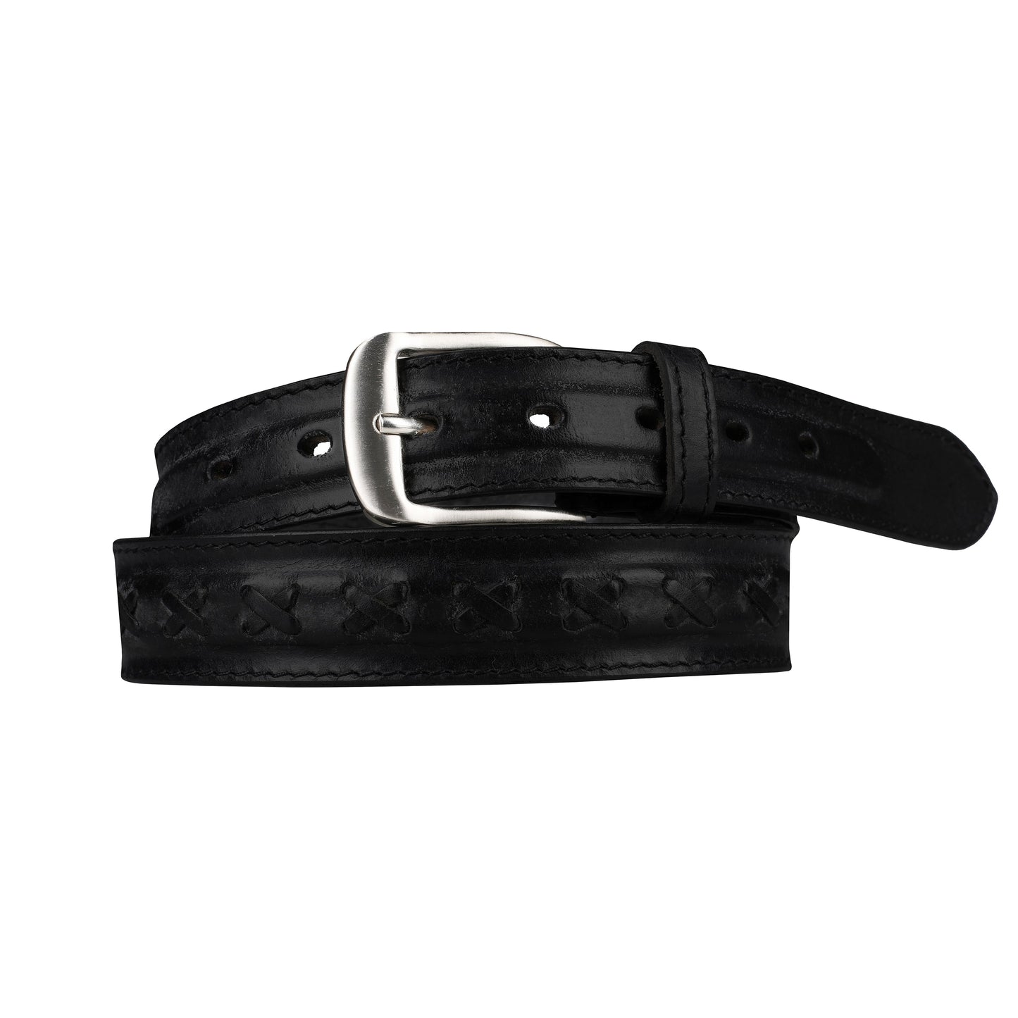 Outback 1.25" Wide Cross Stitch Full Grain Leather Belt