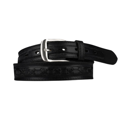Outback 1.25" Wide Cross Stitch Full Grain Leather Belt