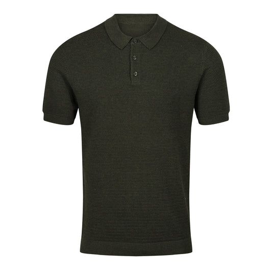 Cotton Textured Knit Polo Shirt