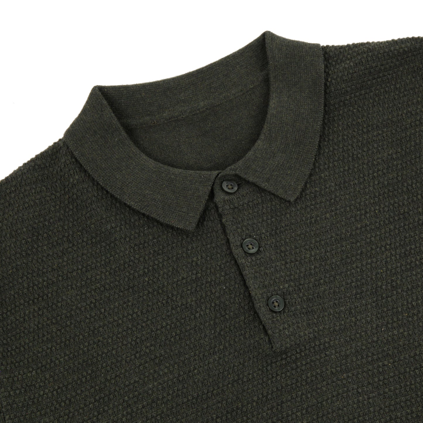 Cotton Textured Knit Polo Shirt